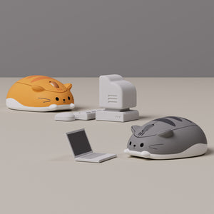 Orange KATE and Gray MIMO Akko Cat Theme Mouse