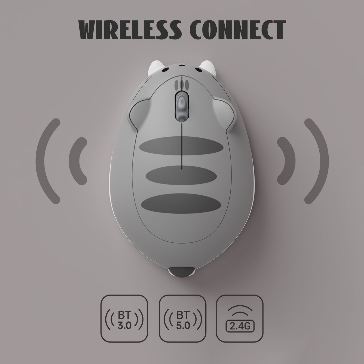 Akko Cat Theme Mouse Gray MIMO Wireless Connection