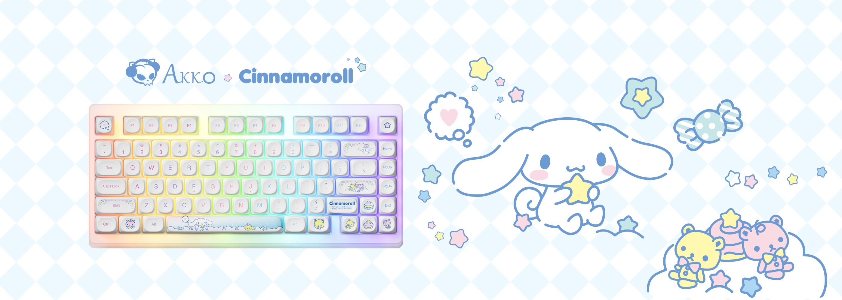 akko cinnamoroll acr top 75b keyboards whole picture