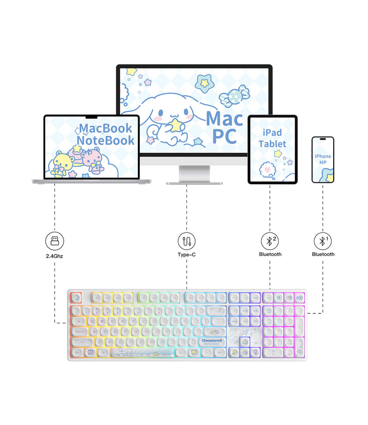 kko cinnamoroll star 5108B plus full size keyboard multi-mode supported