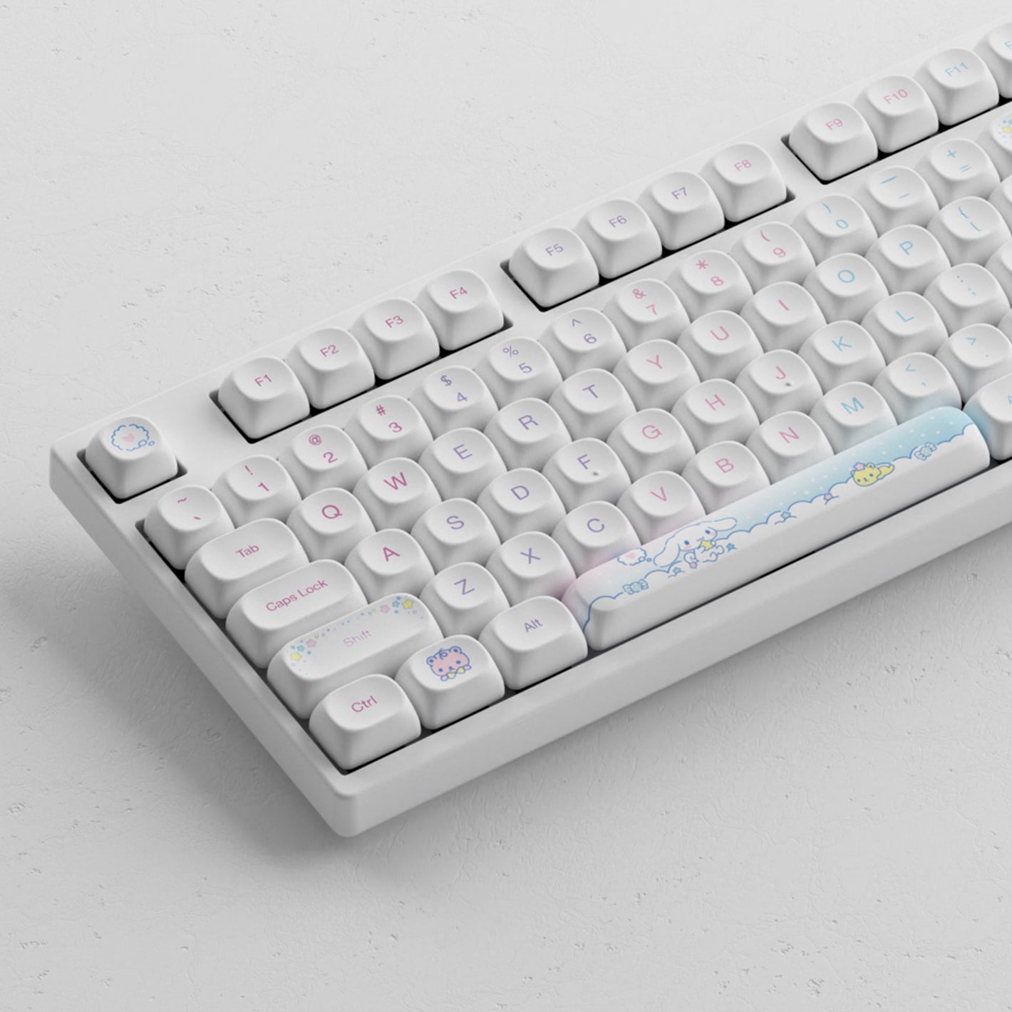 pbt dye-sub keycaps of kko cinnamoroll star 5108B plus full size keyboard