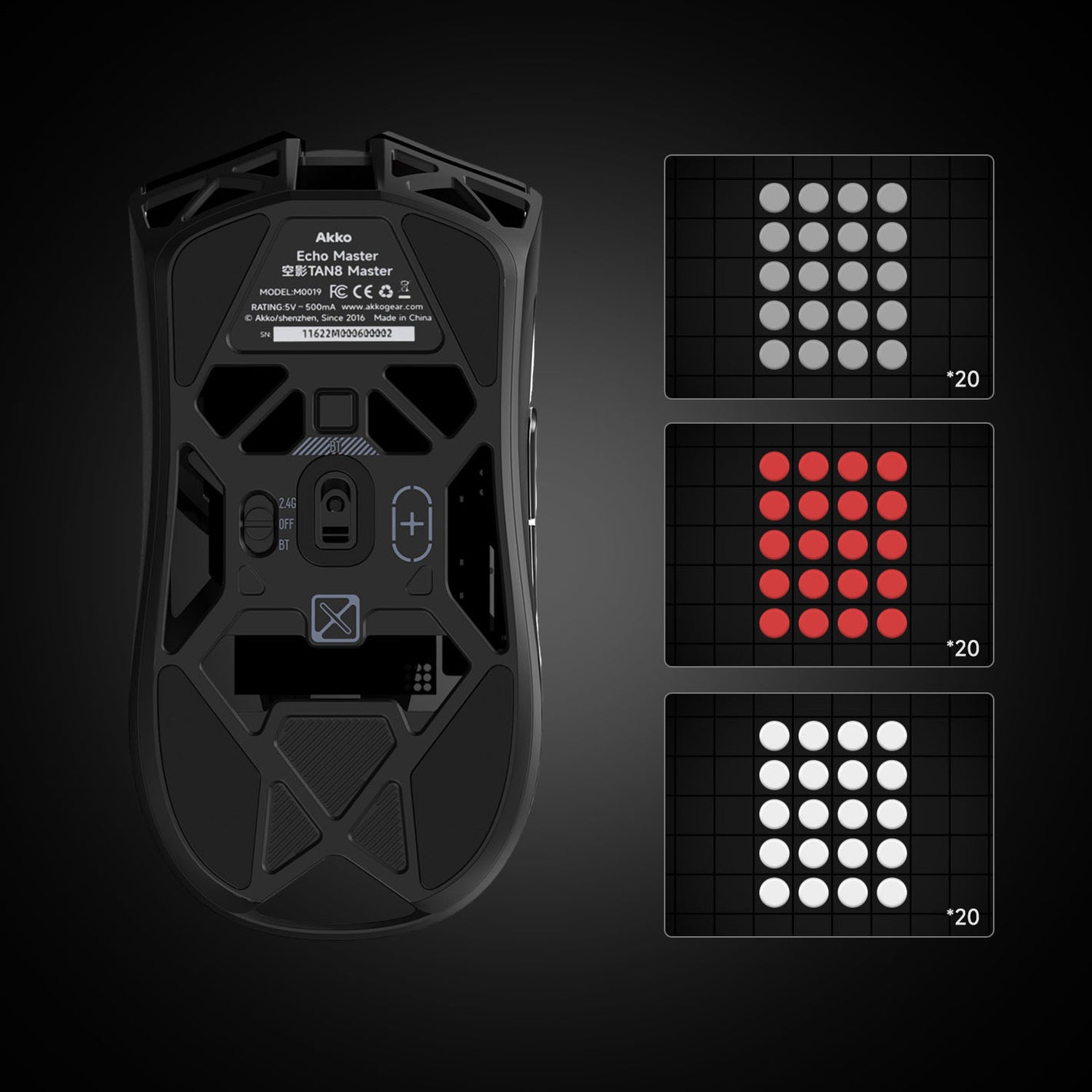 Akko Echo Carbon Fiber Gaming Mouse Skate Details