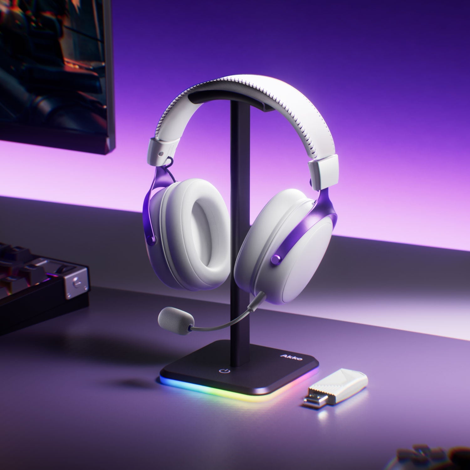 Akko Headst Stand Black and Verge Headset