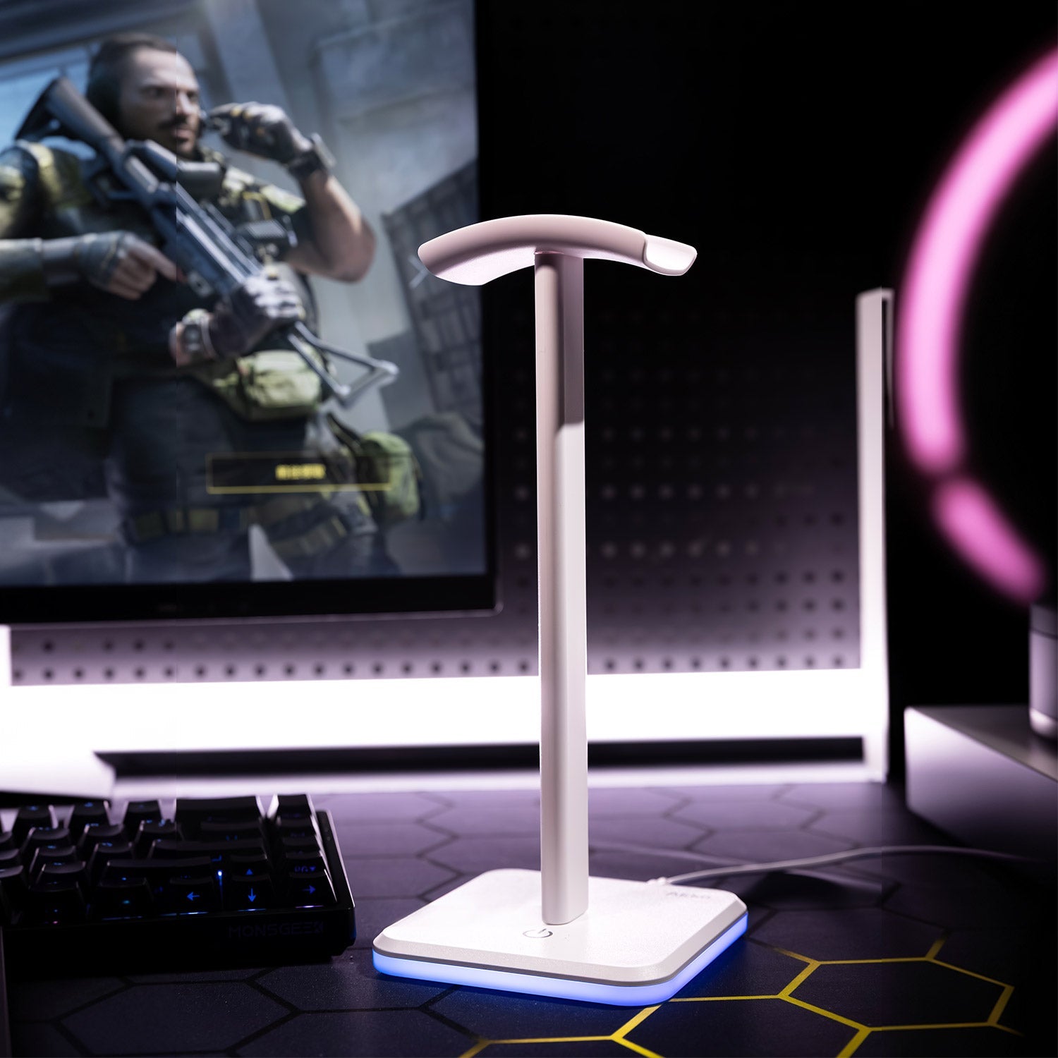 Akko Headst Stand White with Light on