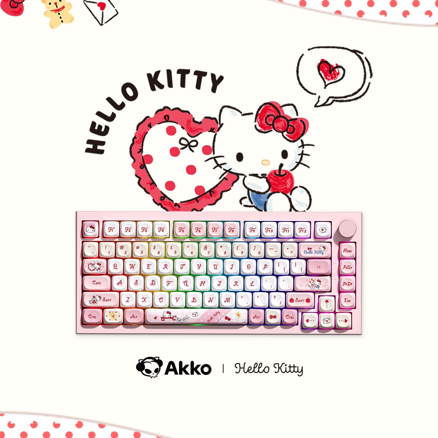 Akko Hello Kitty 5075 V5 Mechanical Keyboard with Hello Kitty Background