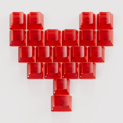 Akko red love keycaps with white blackground
