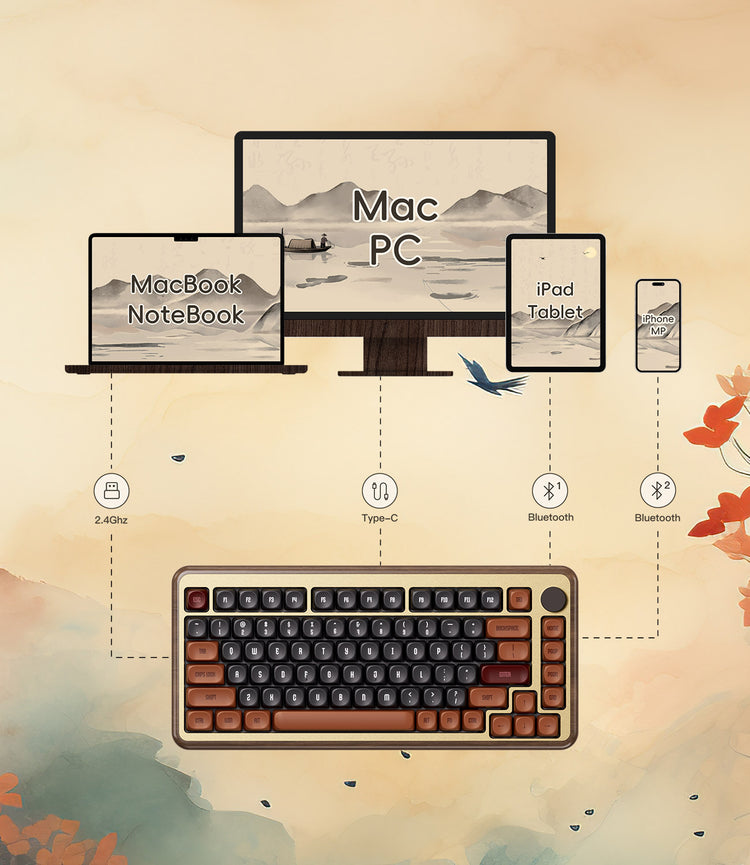 Akko MU02 Autumn Wooden Keyboard Multi-Mode