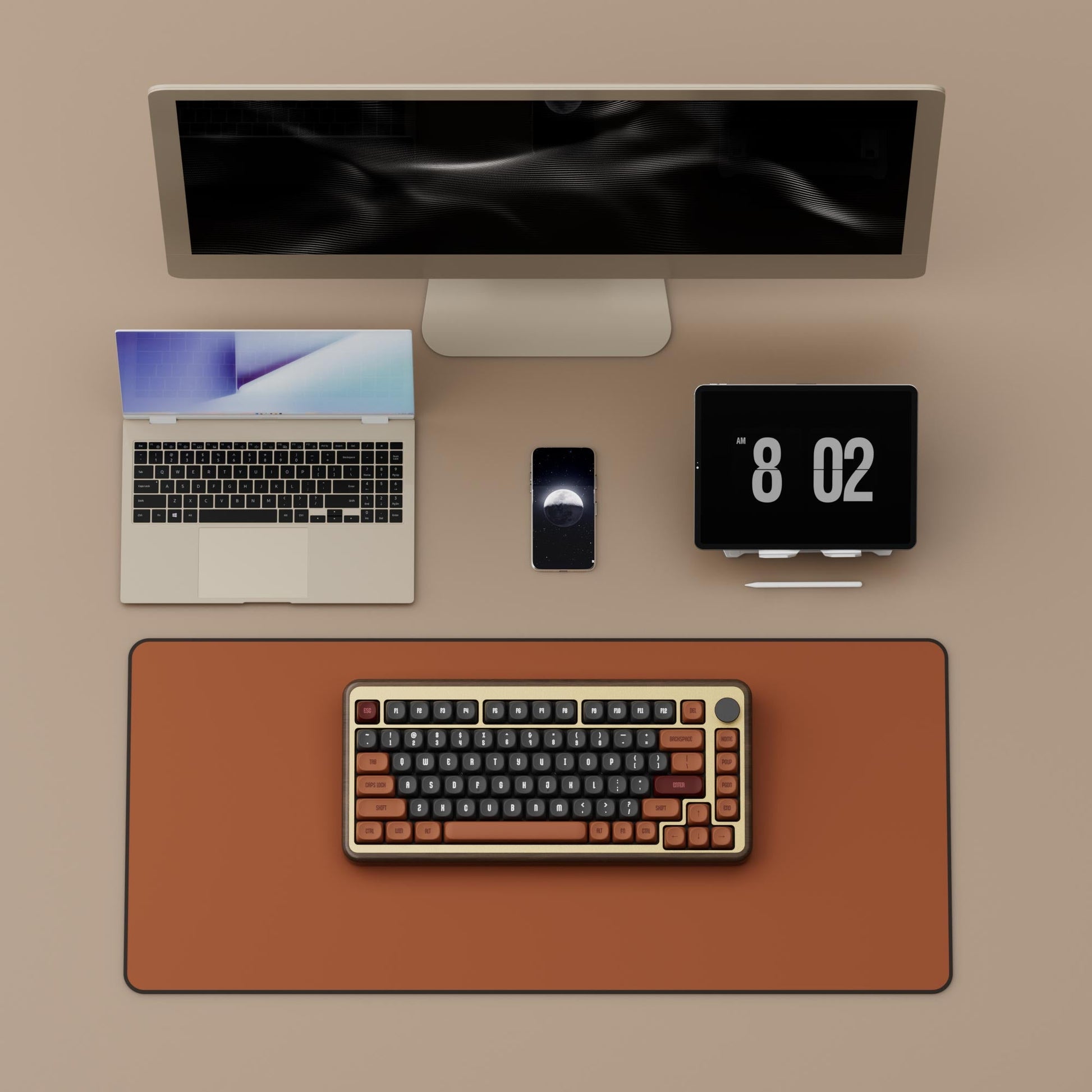 Akko MU02 Wooden Keyboard on the Working Desk