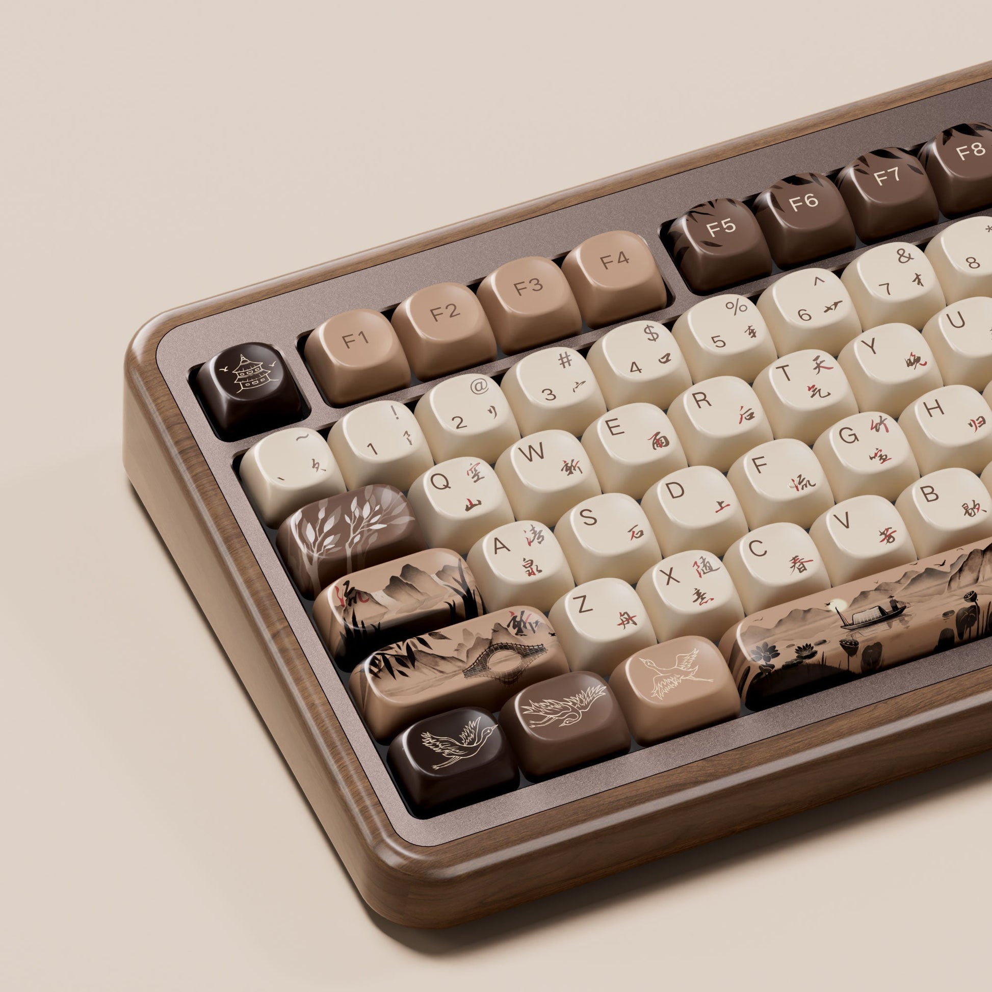 MU02 Wooden Keyboard Mountain Seclusion keycap details