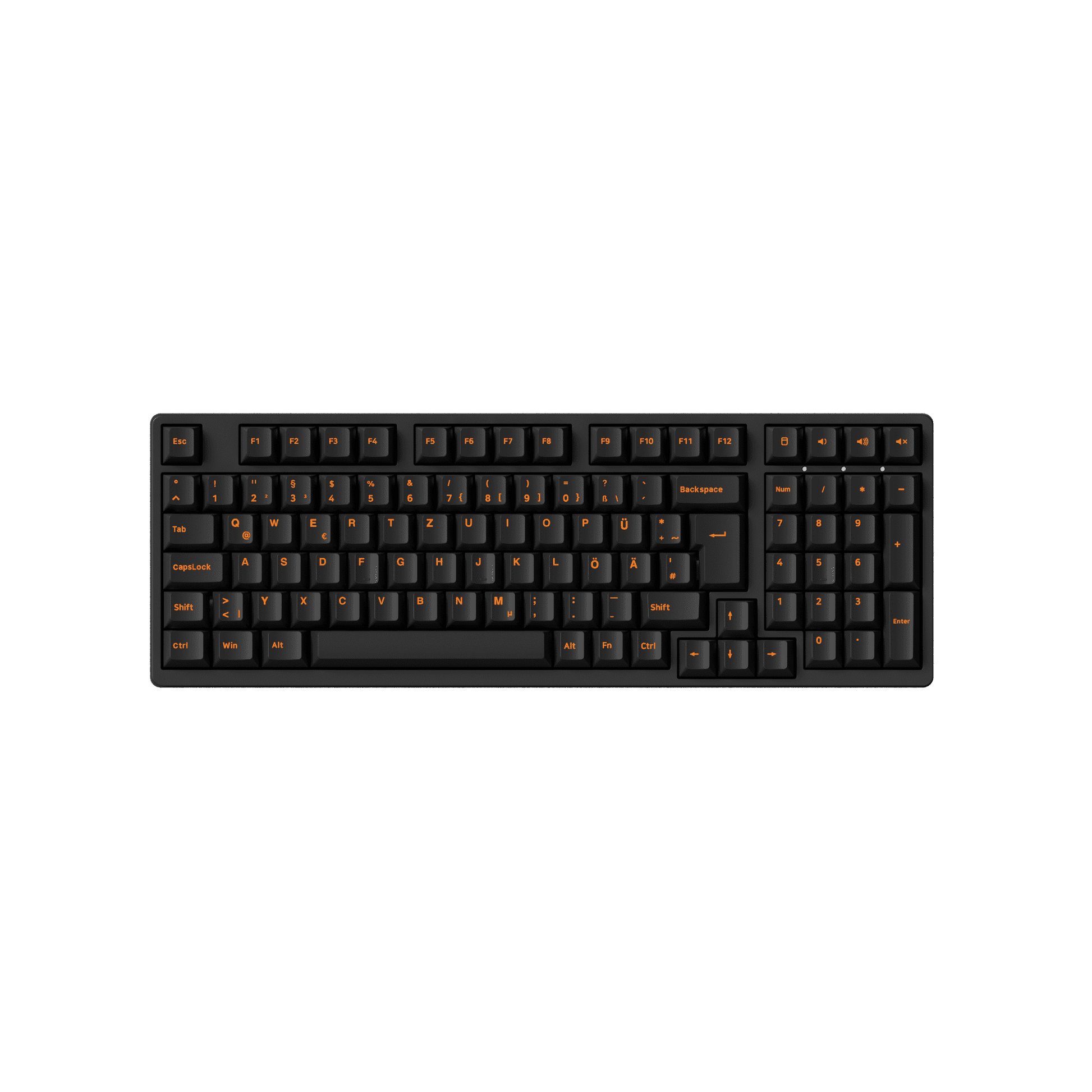 Akko Orange on Black ISO-DE/UK/Nordic Keycap Set (210-key) on 1800 Compact Keyboard