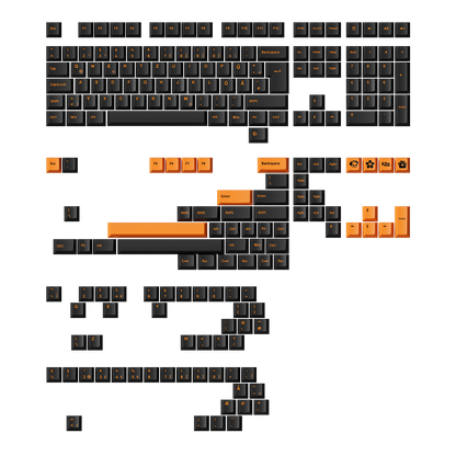 Akko Orange on Black ISO-DE/UK/Nordic Keycap Set (210-key)