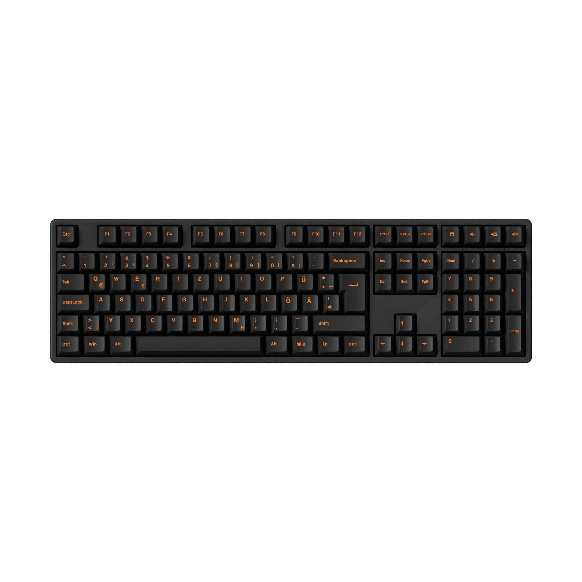 Akko Orange on Black ISO-DE/UK/Nordic Keycap Set (210-key) on 100% Keyboard