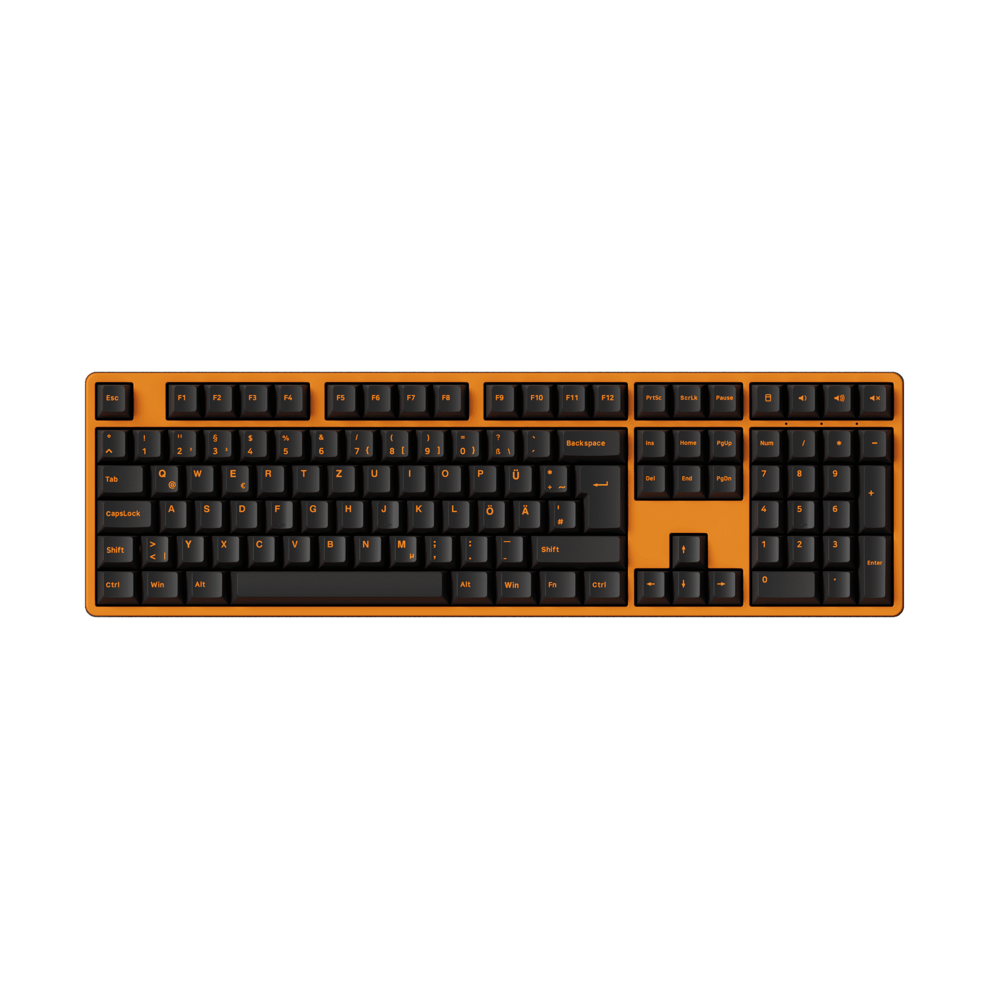 Akko Orange on Black ISO-DE/UK/Nordic Keycap Set (210-key) on 100% Keyboard