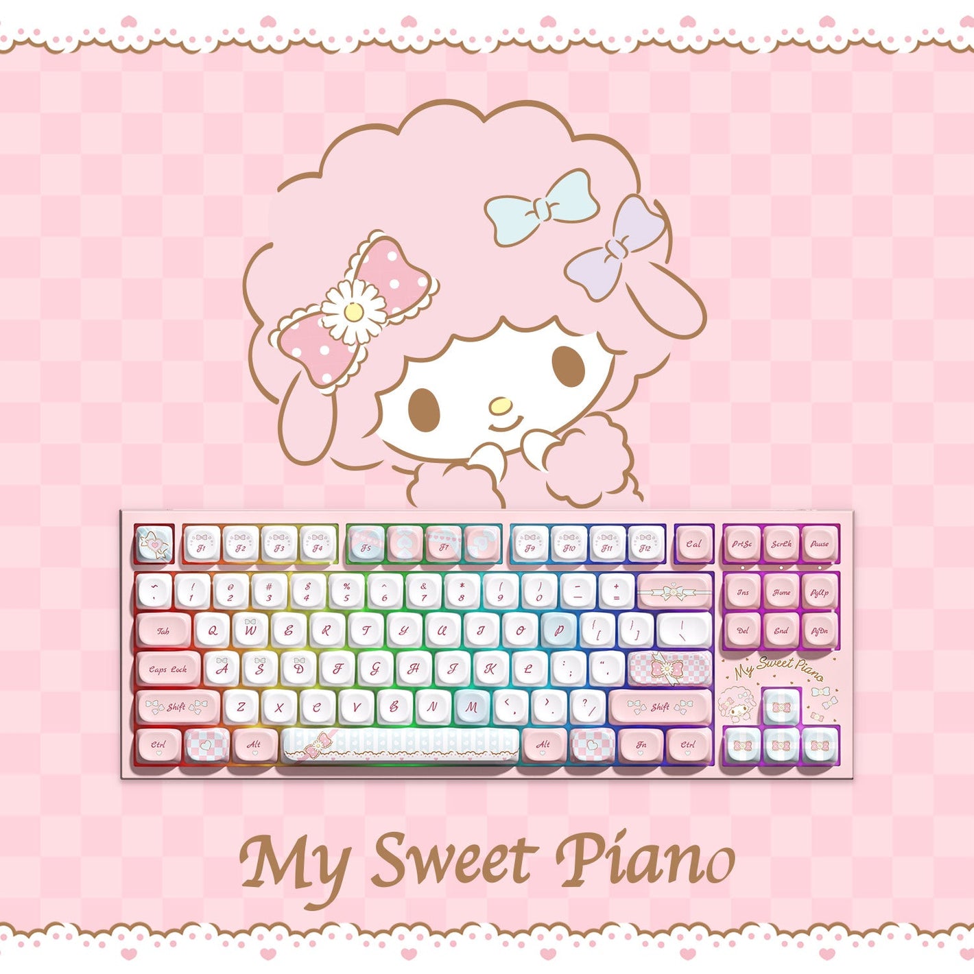 Akko My Sweet Piano 5087 V5 Keyboard with My Sweet Piano Theme Background