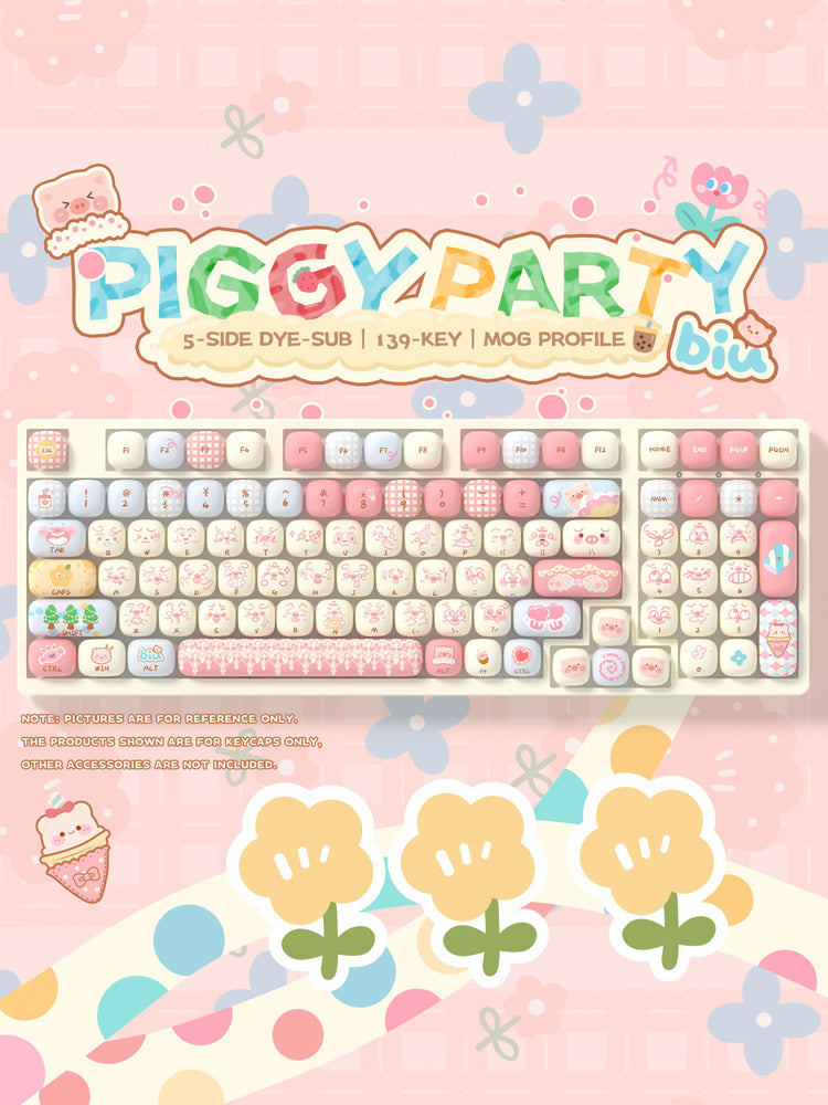 akko piggy party cute keycap sets