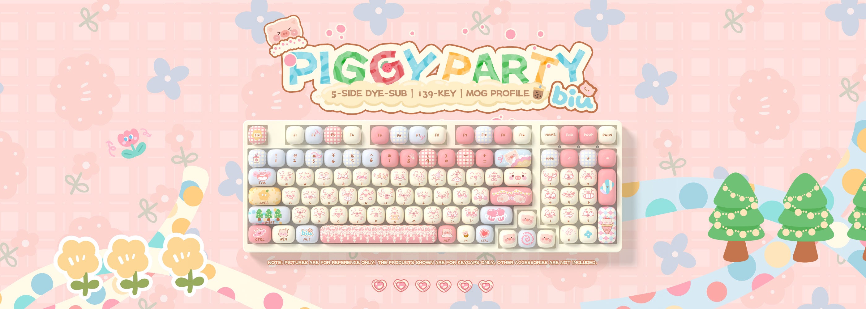 akko piggy party cute keycap sets