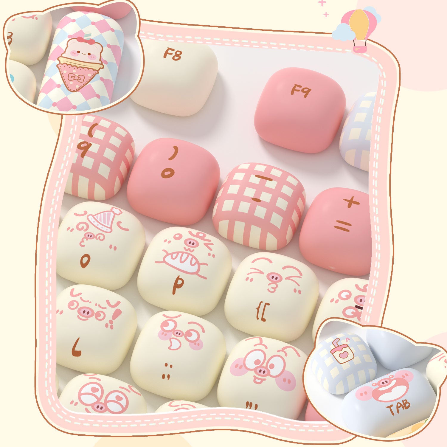 akko piggy party cute keycap sets mog profile