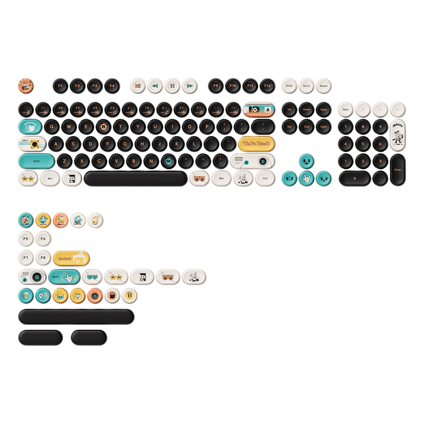 Akko Punk Cat BottleCap Keycaps Set 131 Keys