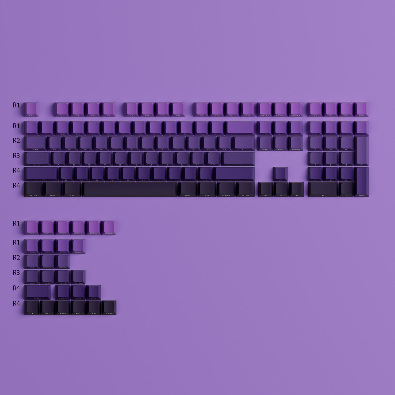 Akko Purple Gradient Keycap Set Cherry Profile Row Height
