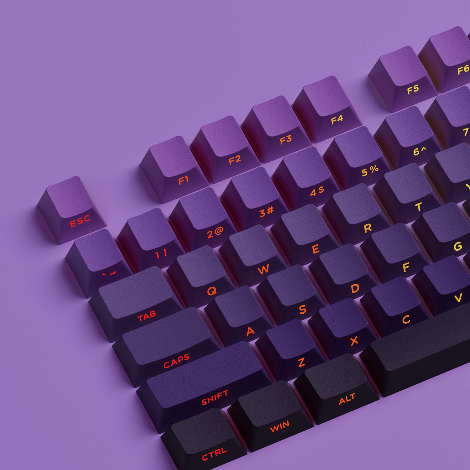 Akko Purple Gradient Keycap Set Side Printed Keycaps