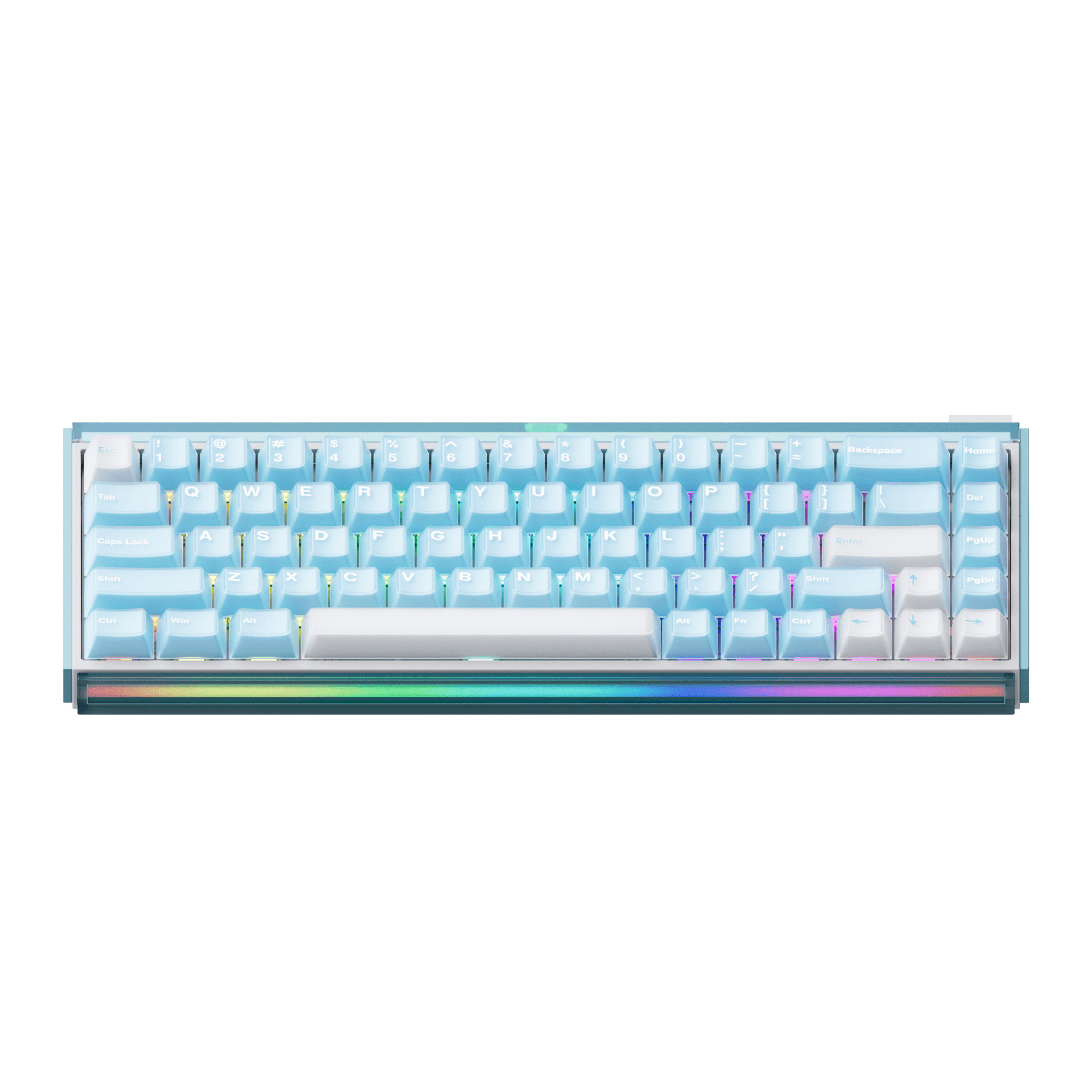 Akko Ray68 HE Magnetic Keyboard Misty Blue Front Details