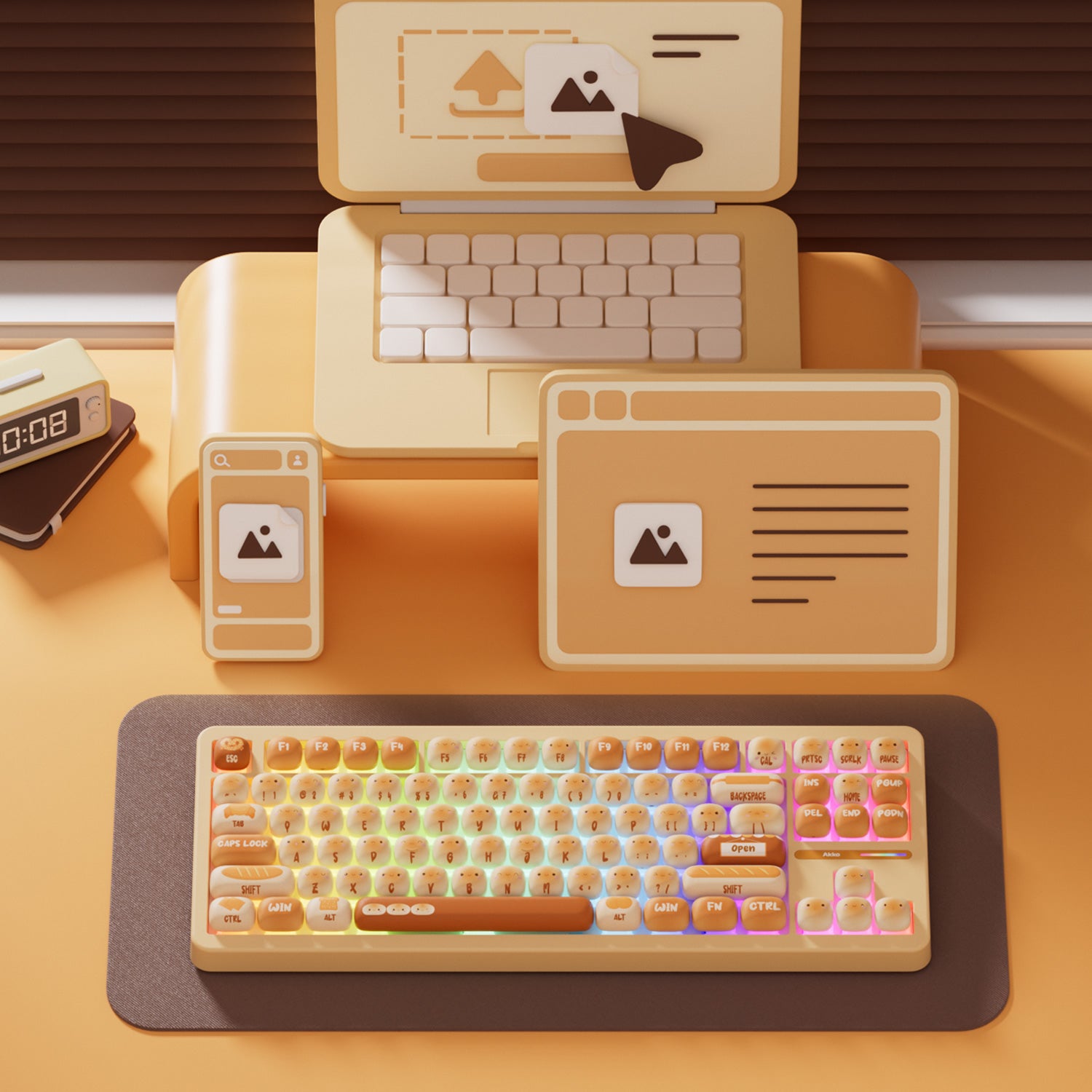 Akko TAC87 Bun Wonderland Mechanical Keyboard on the Desk
