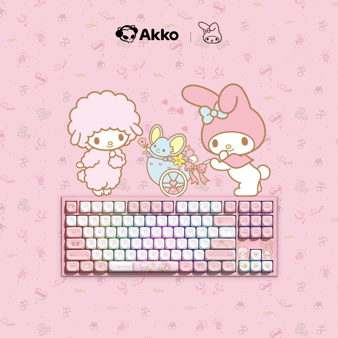 Akko My Melody 5087 V5 Keyboard with My Melody Theme Background