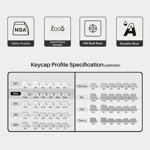 Black on White MDA Keycap Set (227 Keys)