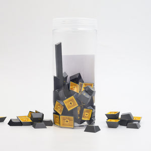 Black & Gold ISO DE Tastenkappen Set (69-Tasten) in the jar details