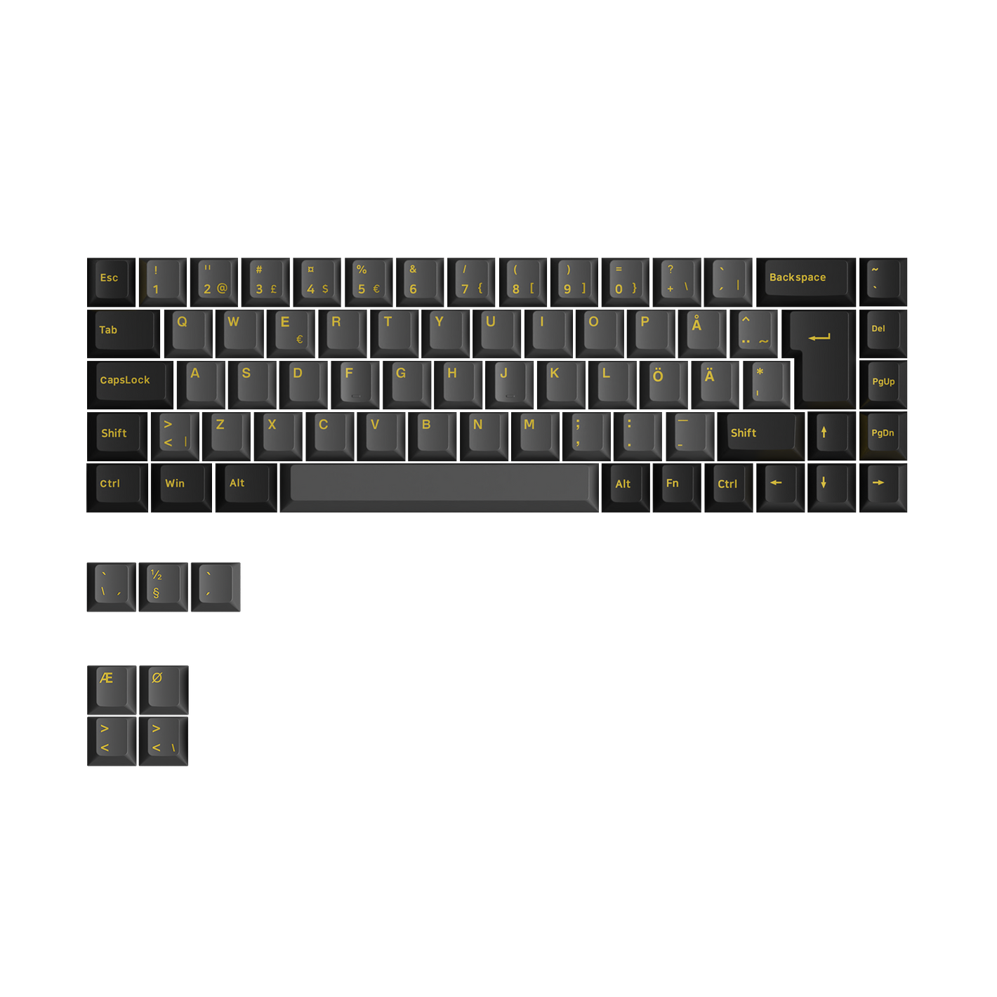 Black & Gold ISO Nordic Tastenkappen Set (76-Tasten)