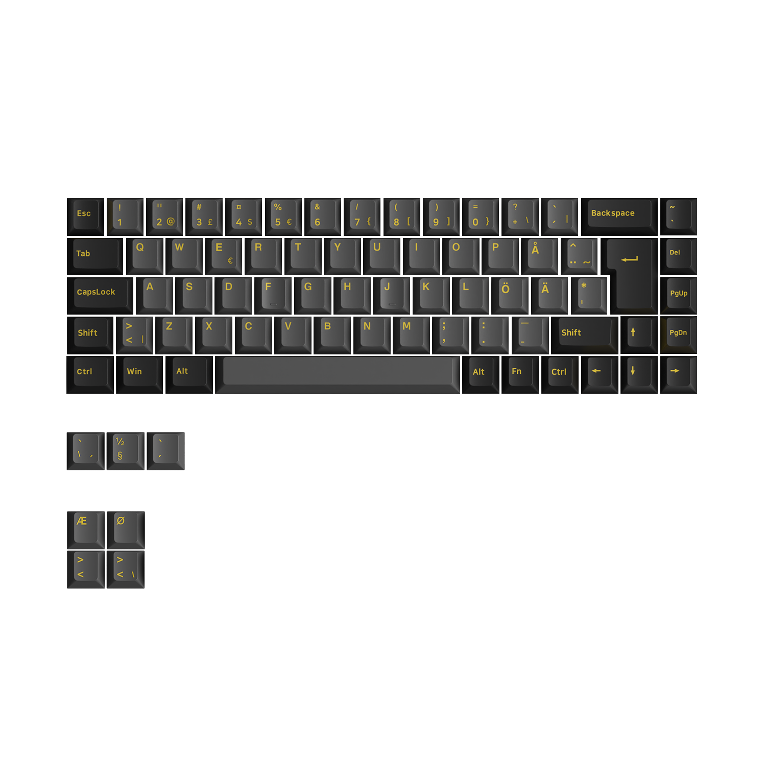 Black & Gold ISO Nordic Tastenkappen Set (76-Tasten)