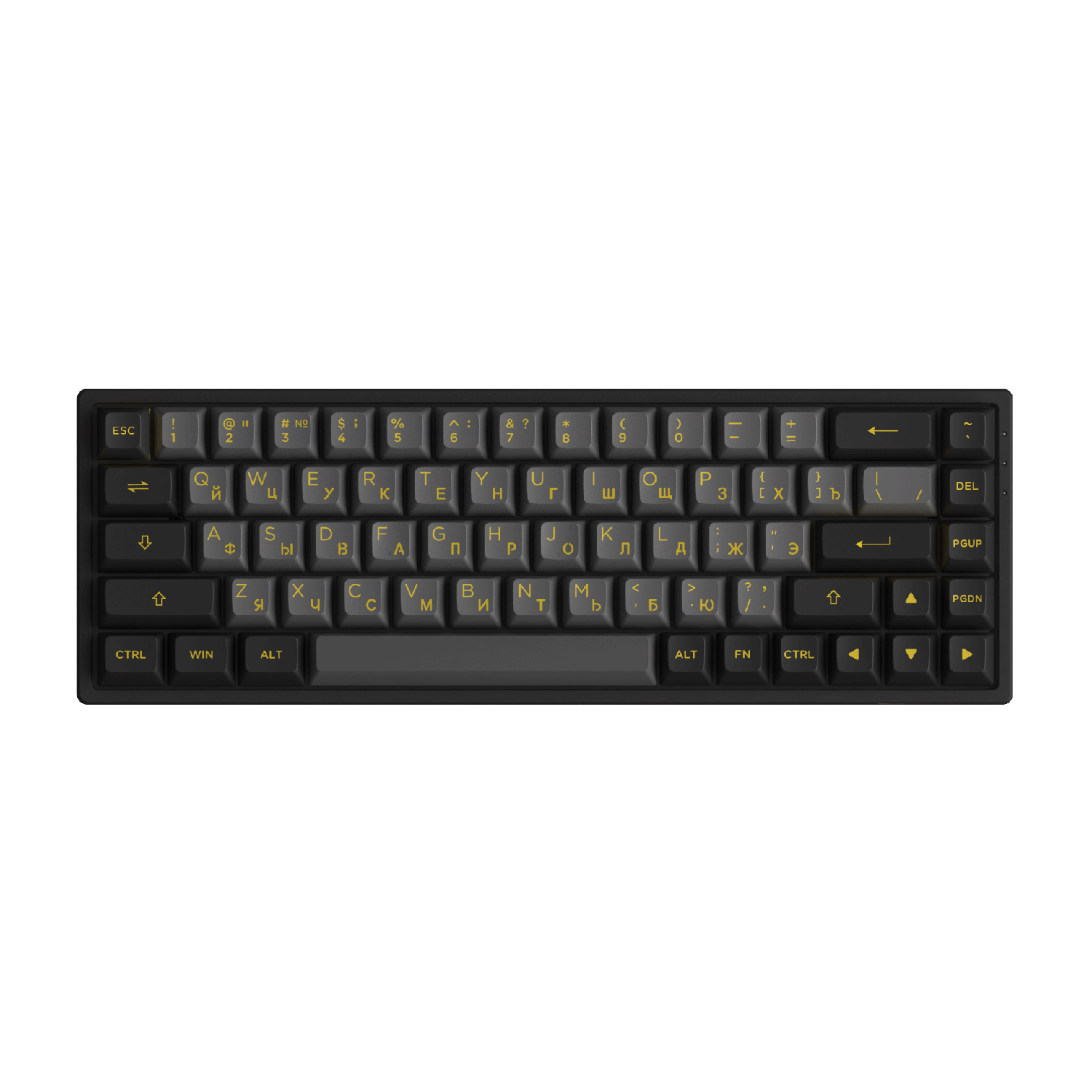 Black & Gold Cyrillic Keycap Set (68-key) Install on the Keyboard