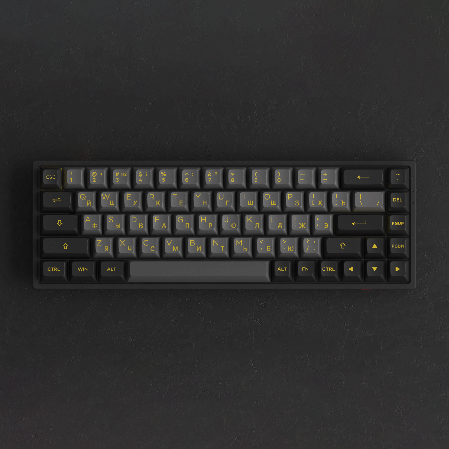 Black & Gold Cyrillic Keycap Set (68-key) Install on the Keyboard