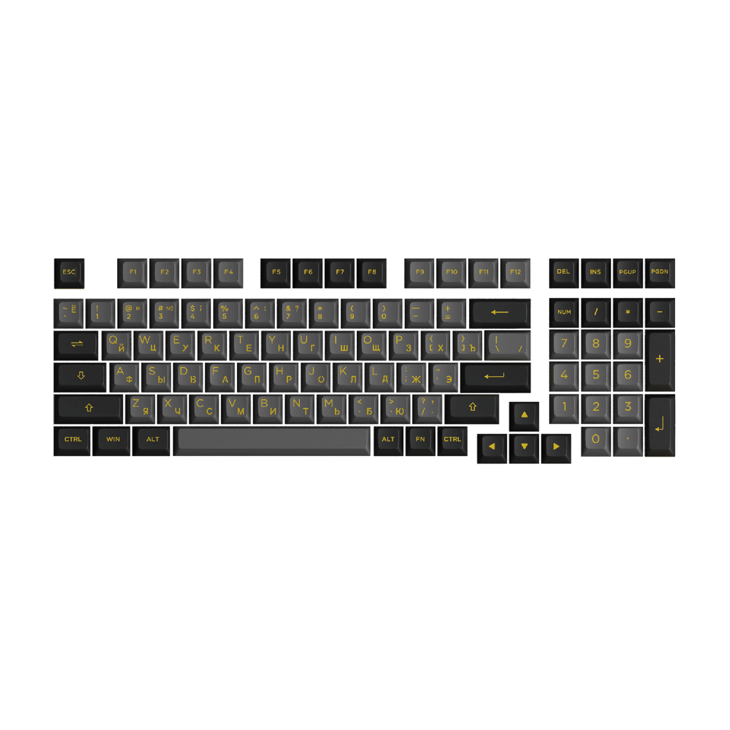 Akko Black Gold Cyrillic Keycap Set (98-key)