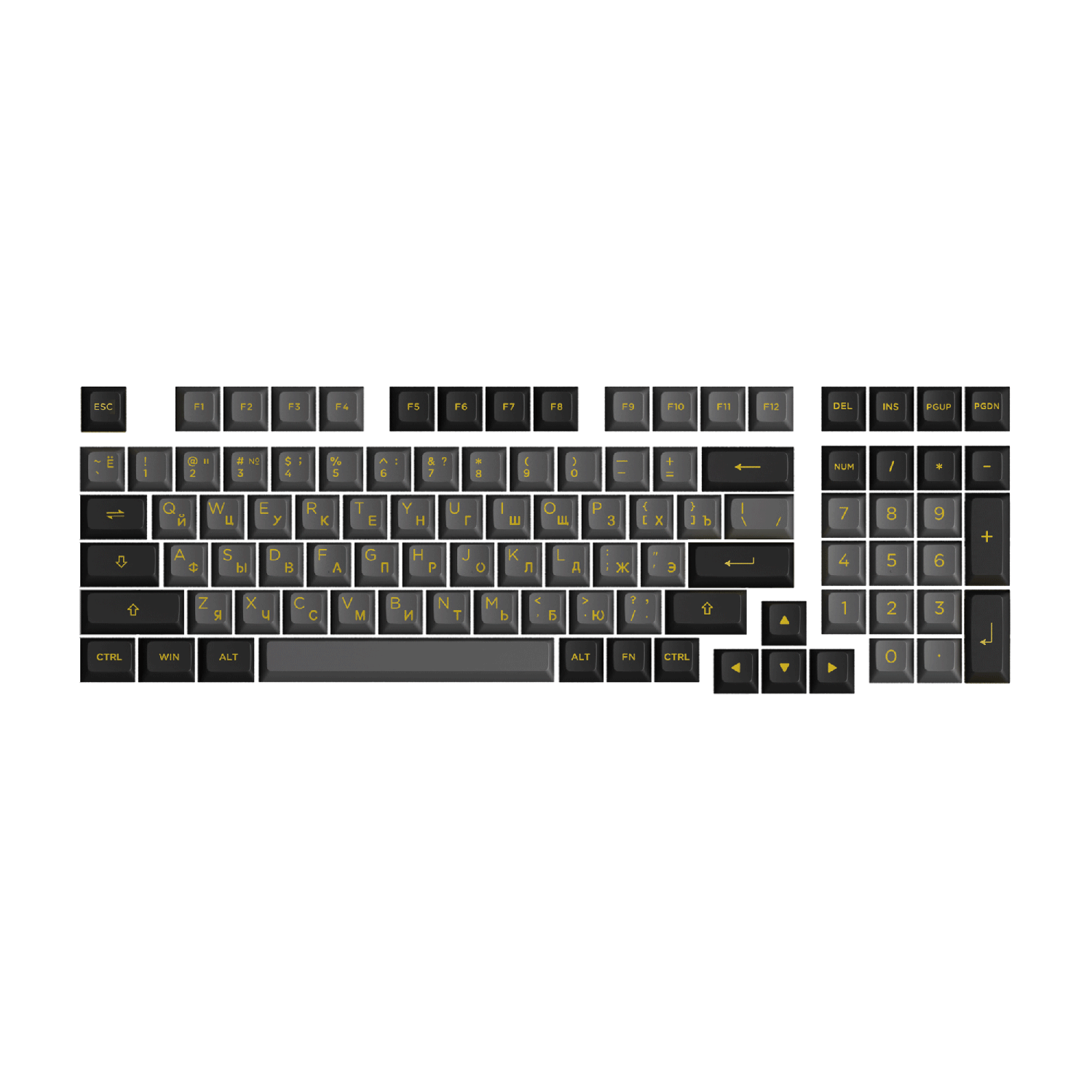 Akko Black Gold Cyrillic Keycap Set (98-key)