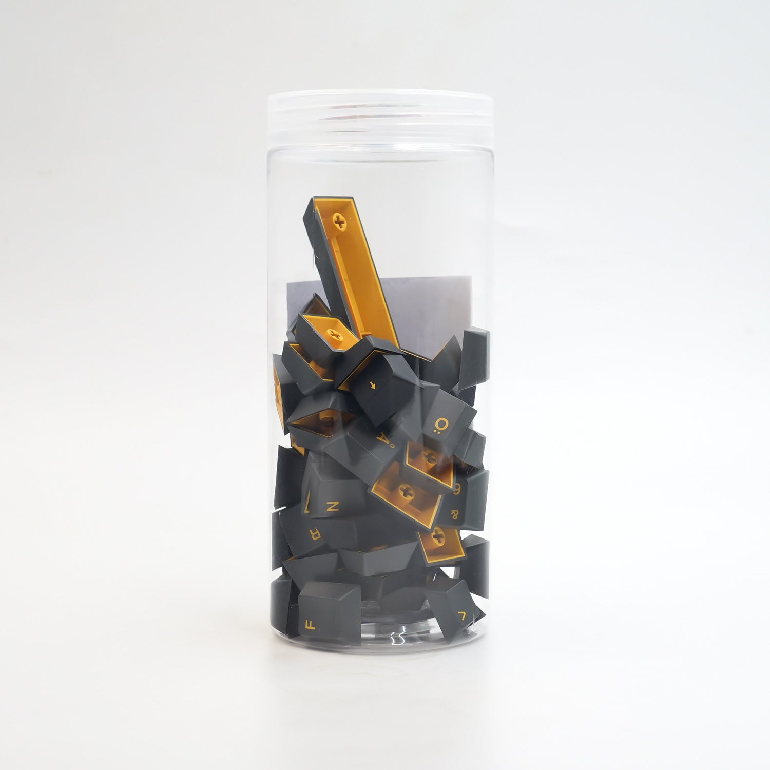 Black & Gold ISO Nordic Tastenkappen Set (76-Tasten) in the jar