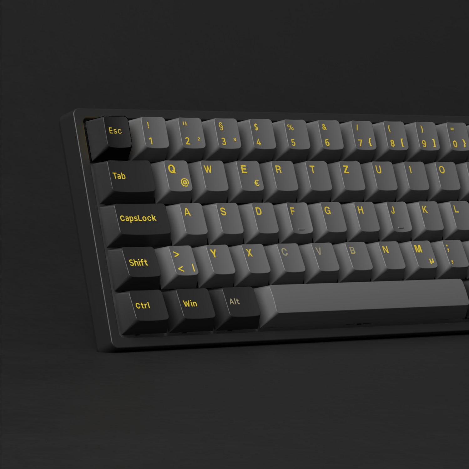 Black & Gold ISO Nordic Tastenkappen Set (76-Tasten) install on the keyboard left details