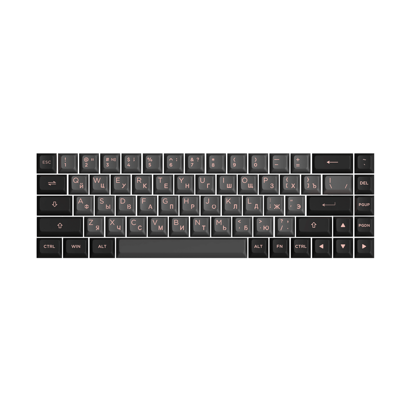 Akko Black Pink Cyrillic Keycap Set (68-key) Install on Keyboard