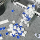Blue on White ISO Nordic Tastenkappen Set (76-key) in the jar and put on the desk with keycap puller