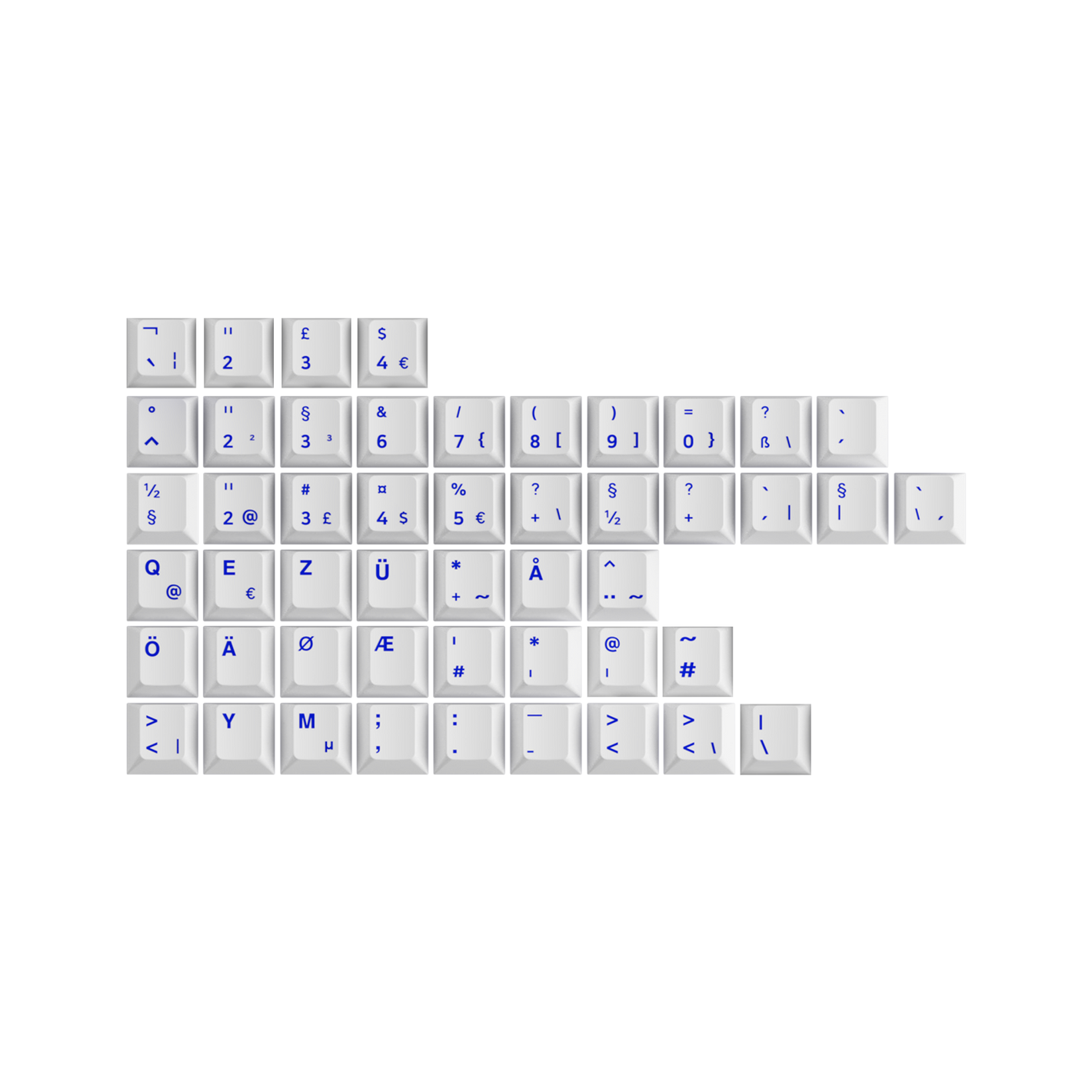 Blue on White ISO Nordic Tastenkappen Set (49-Tasten)