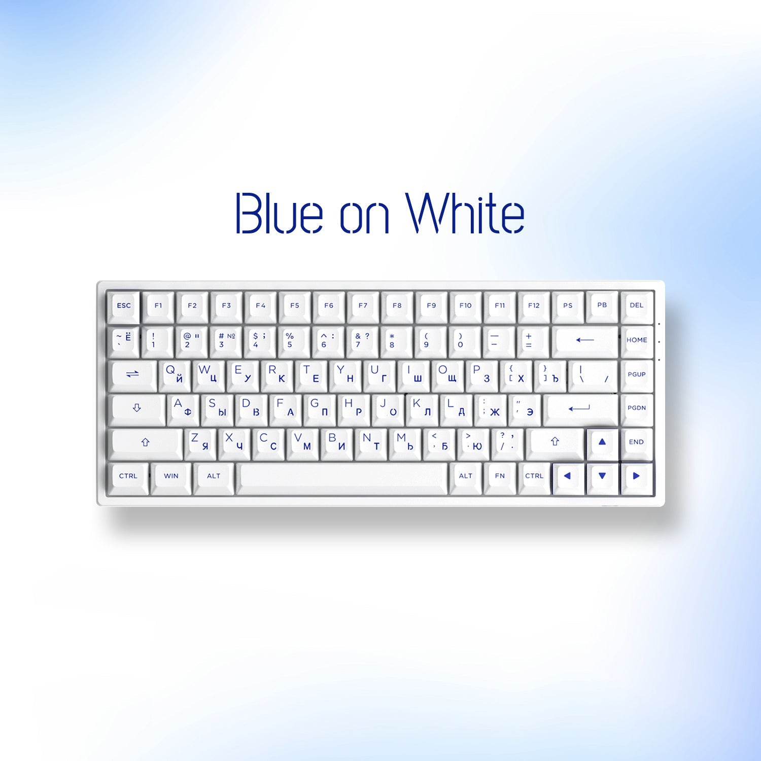 Akko Blue on White Cyrillic Keycap Set (84-key)