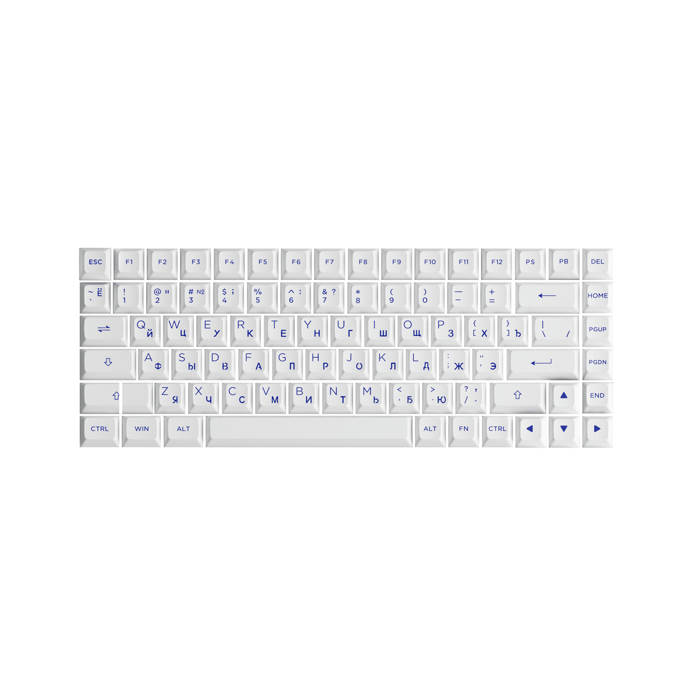 Akko Blue on White Cyrillic Keycap Set (84-key)