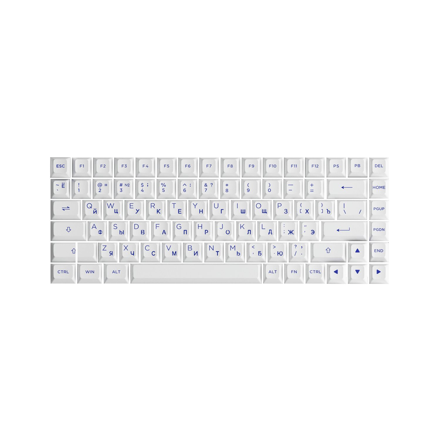 Akko Blue on White Cyrillic Keycap Set (84-key)