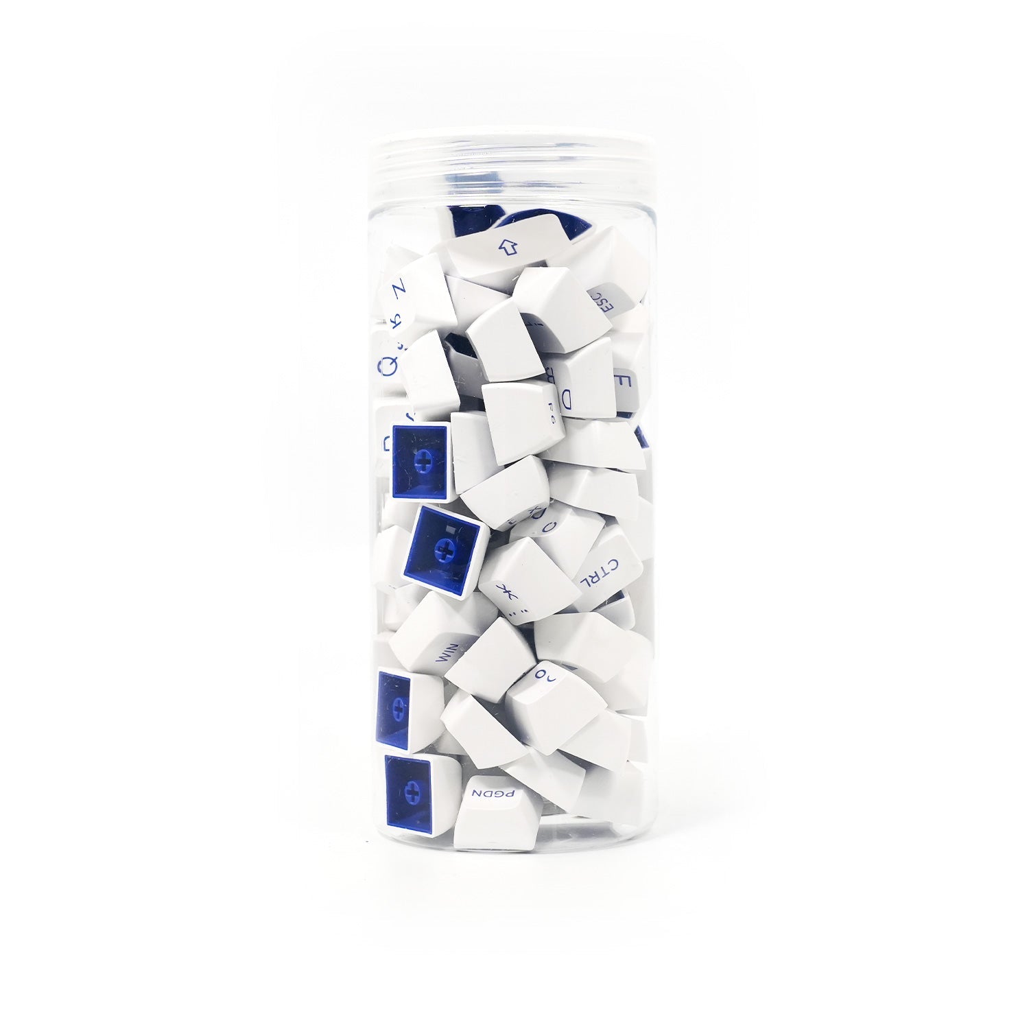 Akko Blue on White Cyrillic Keycap Set (88-key) Jar Packaging