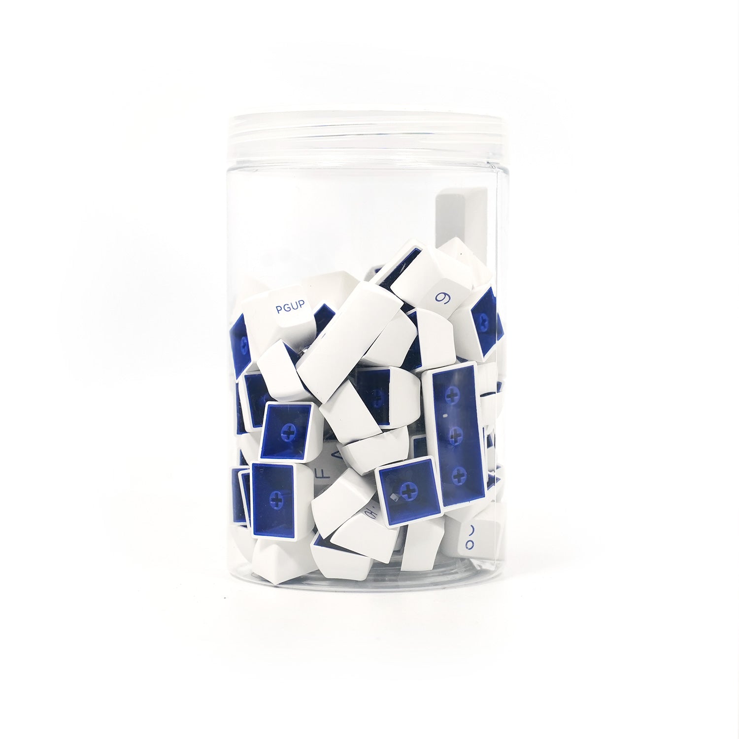 Akko Blue on White Cyrillic Keycap Set (97-key) Jar Packaging