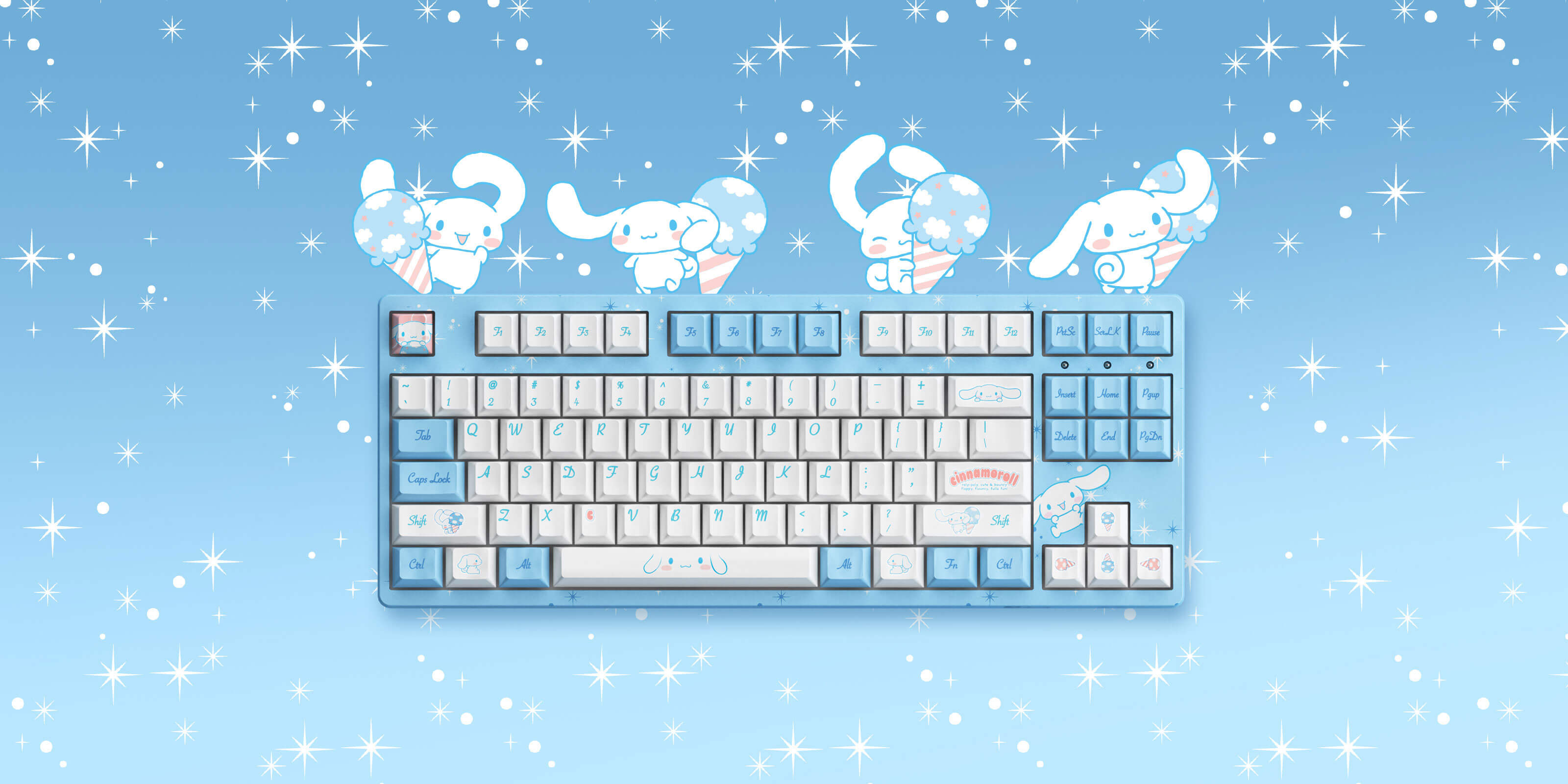 akko cinnamoroll 80 percent keyboard front display