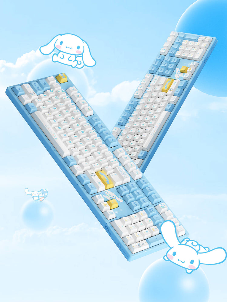 two Cinnamoroll 3108v2 Cute Mechanical Keyboards display