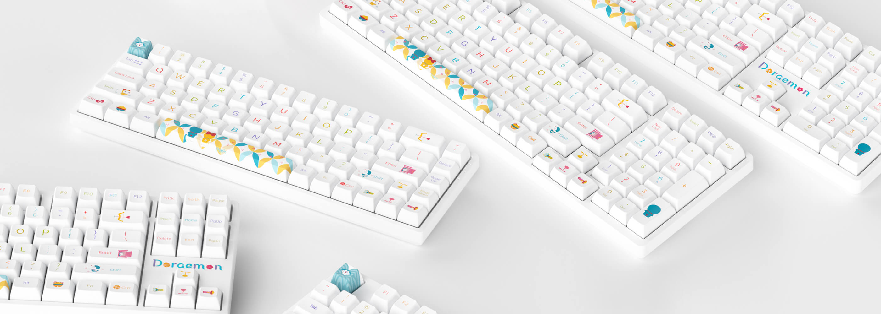 4 doraemon rainbow rgb mechanical keyboards