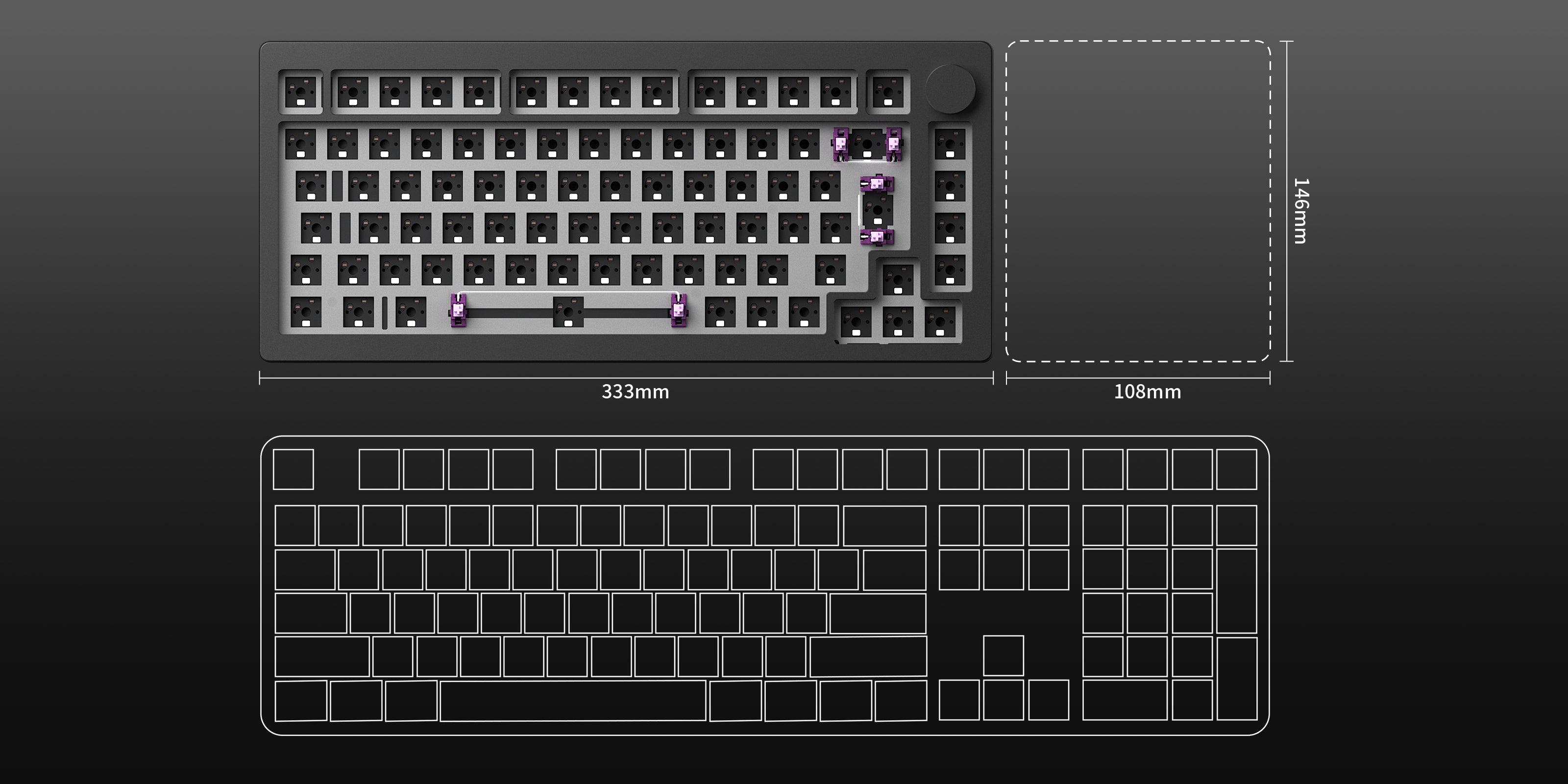 MonsGeek M1 V3 QMK DIY Kit size