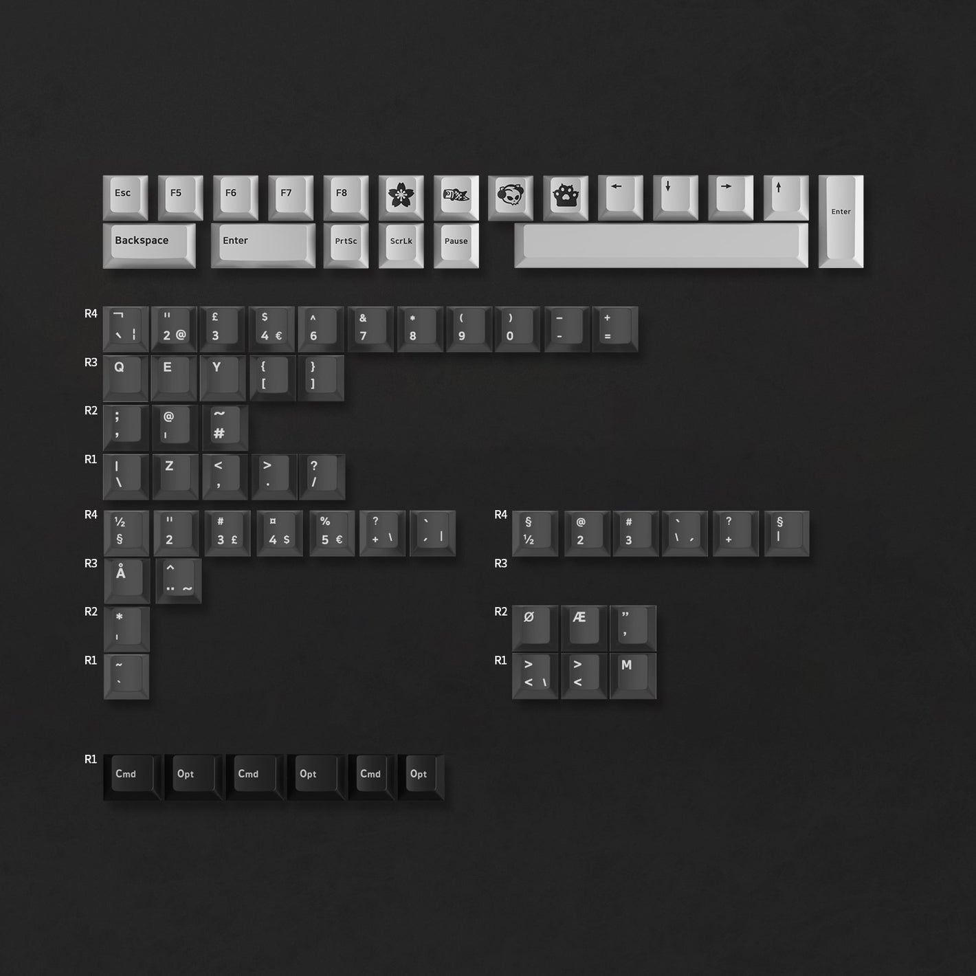 Akko MOD 007B HE Black & Silver ISO Keyboard Extra Keycaps